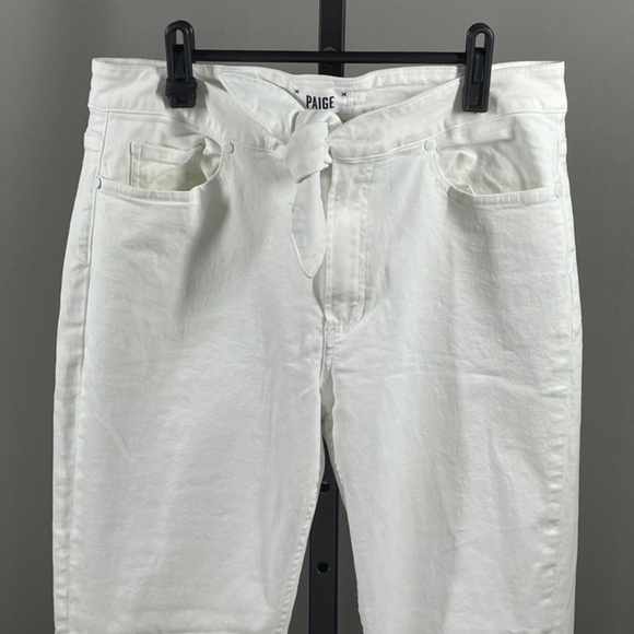 Paige Jeans Womens 30 white denim hoxton ankle peg skinny designer casual bow - Picture 2 of 9